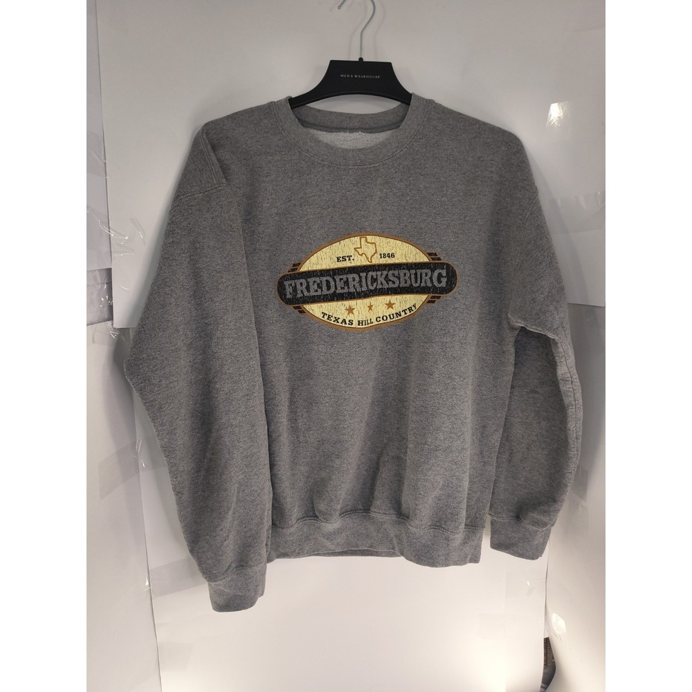 "Fredericksburg Texas Sweatshirt Mens Gray Crewneck Hill Country Graphic Pullove